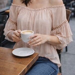 Silk Women's Off-Shoulder Blouse - Blush